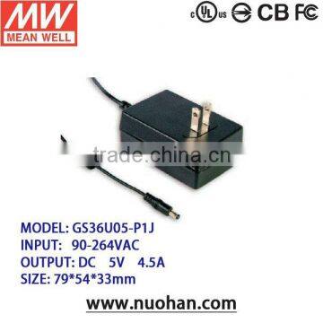 Meanwell GS36U05-P1J 22.5~36W AC-DC Wall-mounted type ac-dc switching power supply