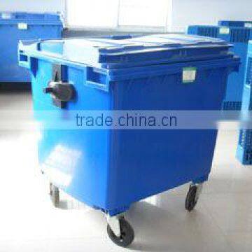 plastic trash bin with wheels