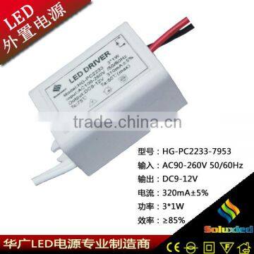 plastic box for led power supply 3-4V 1*3W China manufacturer direct