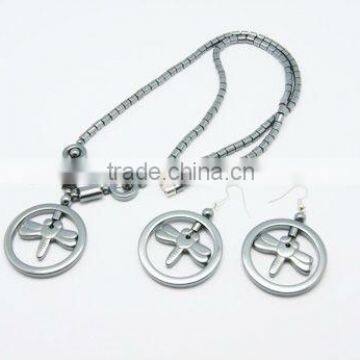 Magnetic Hematite Jewelry Set, With Magnetic Clasps and Stainless Steel Hook(SJEW-Q007-1)