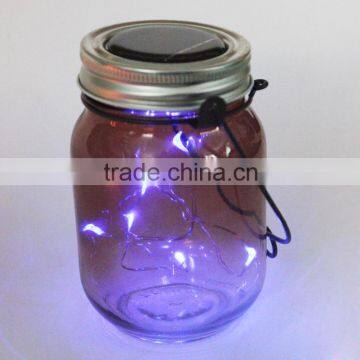 Coffee color glass jar shape solar power garden decorative lights