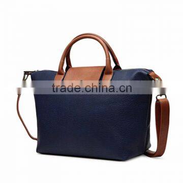 2016 New Arrival Western Style Blue Genuine Leather Ladies Set Tote Hand Bag