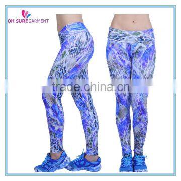 compression 4 way stretch nylon/spandex digital printed sports pants