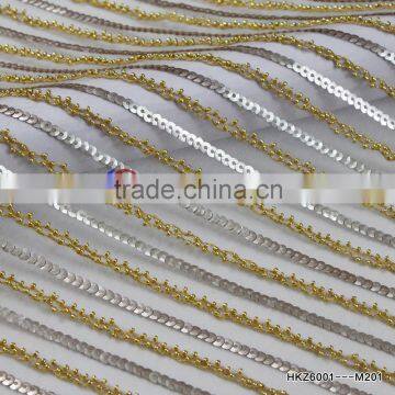 Sliver and Gold 5mm Sequin Polyester Mesh Wholesale Sequin Fabric For Garments Wedding And Party