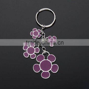 metal enamel flower shaped keyring/keychain,can add customer's logo,various designs and colors