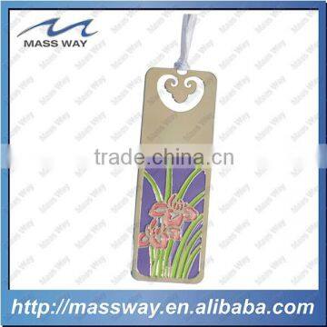 Custom Enamel Brass Flower Shape Metal Etched Bookmark