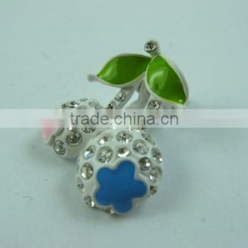 New Hair Clip Alloy Rhinestone Enamel Two Cherrise