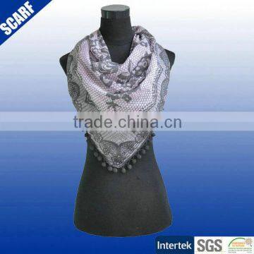 Best-selling custom Large Square Scarf with pompons