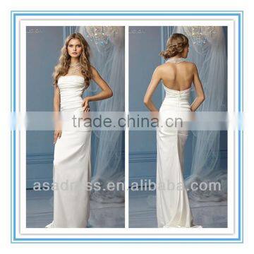 Strapless Sheath Dress Ruched Bodice Puddle Train China Custom Made Wedding Dress (WDWA-1013)