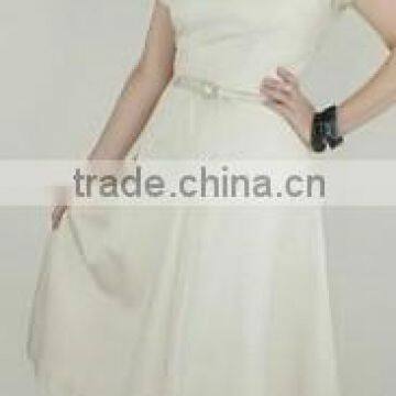 [FFD0049] Ladies Buttoned Diamond Neck Barathea Gored Skirt Dress
