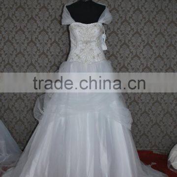 (MY0035) MARRY YOU Embroidered Crystal Beaded Sweetheart Ball Gown With Detachable Cappa Wedding Dress From China