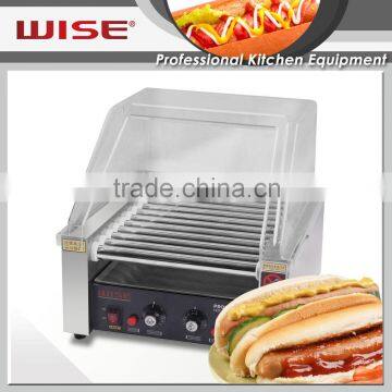 WISE Commercial 11 Rolls Electric Stainless Steel Hot Dog Roller Grill With Sneeze Guard photo-2