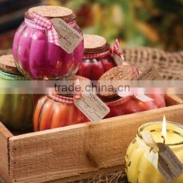 Pumpkin shape glass candle jars with cork