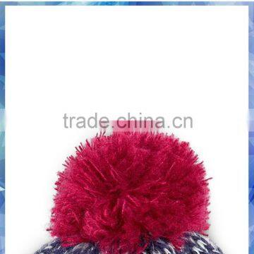 100% Acrylic Bright Space Dye Stripe Pom Beanie/knit Pom Beanie/striped Knit Beanie With Pom Pom photo-3