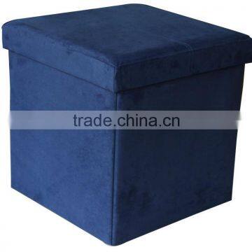 Very Beautiful! Dark Blue Suede foldable storage ottoman