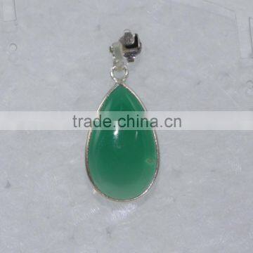 Green Onyx Pear Cabochon Silver 925 Sterling Silver Charms Pendants