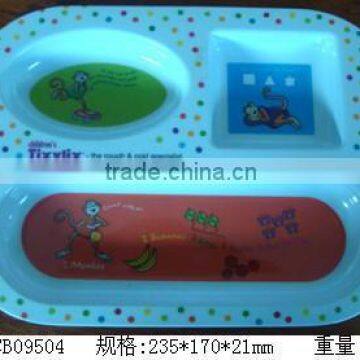 Melamine cute design melamine 3-section kids plates