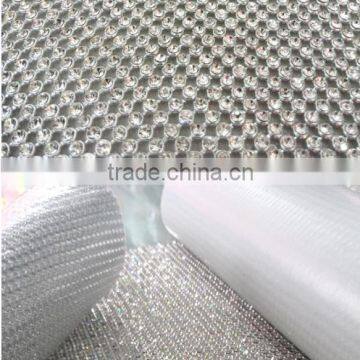 Hot fix triming 45x120 aluminum rhinestone mesh SS8 Crystal Silver Base Mesh For Clothing Shoes Dress