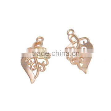 Wholesale Gold-Tone Brass Hollow Leaf Charm For Necklace DIY Jewelry Accessories