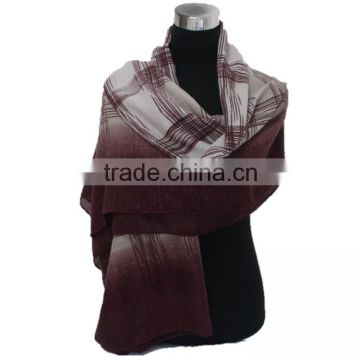 Latest design superior quality Wine red plain checked linen cotton scarf