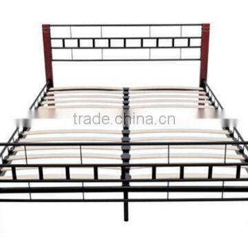 cheap rubber wood post legs metal bed frame