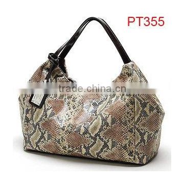 2012 snake pattern brown PU fashion handbag