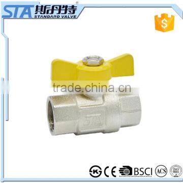 ART.1048 butterfly valve with copper ball forged stock for Russian PTFE seated PN 25 female nickle plated shcok resistant stove