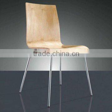 2013 New modern bent wood chair for restaurant chrome legs - YL9003