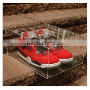 Wholesale top grade clear acrylic plexiglass shoe boxes/clear shoe storage boxes