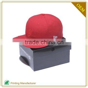 Custom Printed Hat Box Packaging Black Corrugated Paper Foldable Shipping