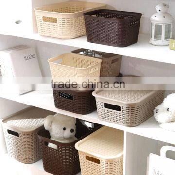 pp oem bathroom storage plastic white wicker storage basket