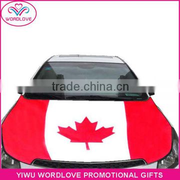 custom elastic printed polyester&spandex Canada flag car hood cover,promotion Canadian car bonnet flag for national day