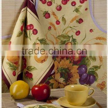 2016 Silk Screen Pigment Printing 3pcs Cotton Apron Set With Oven Mitten Pot Holder Set Free Samples China Supplier photo-2