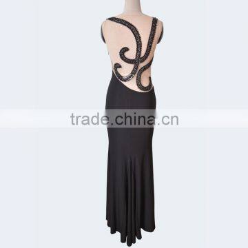 Exquisite Black Beaded Big Size Womens Wholesale Clothing Western Gowns Party Dresses Best Lady Wedding Sex Prom Evening Gown photo-2