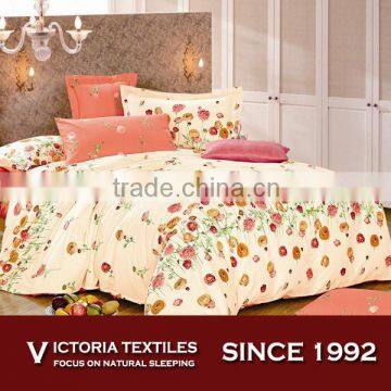 home textile rose floral print beige duvet cover bedding set for girls coral sheets set