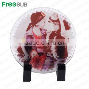 Logo printing L100*H100*W4mm round coaster sublimation toughened blank glass photo coaster