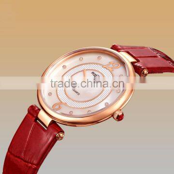 Waterproof Genuine Leather Band Luxury Diamond Fashion Quartz Lady's Watch