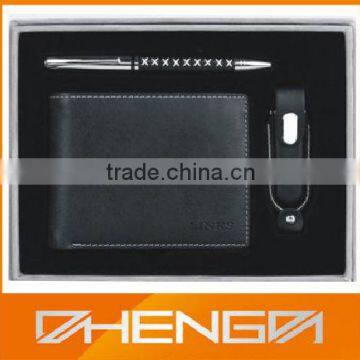 High quality customized made-in-china Black Leather Gift Set For Best (ZDG12-041)