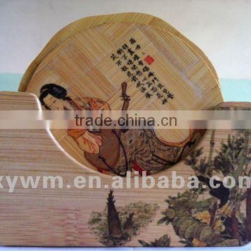 Set of 6 Vintage Bamboo Dinner Pads China Chinese Picture Asian Style Coaster