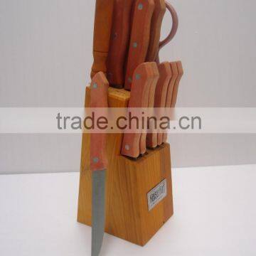 13 PCS Kitchen Utensil Wooden Handle Knives Set With Wooden Base