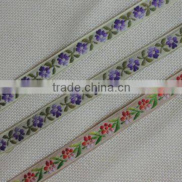Narrow Embroidery Fabric Ribbons for Garment Accessories