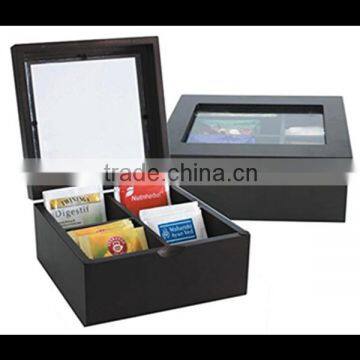 High grade classic design gift packing customized factory supply wooden tea bags storage box