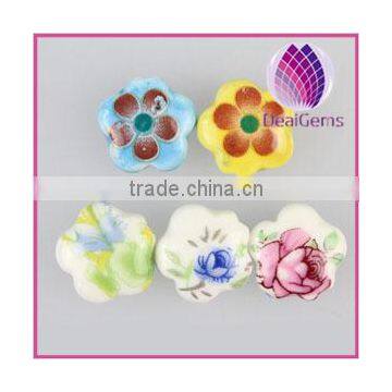 Bead porcelain 16x16mm double side flower and 2.5mm hole.