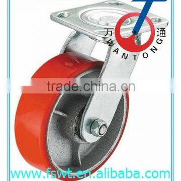 heavy duty shock absorbing wear resisting PU furniture caster wheel