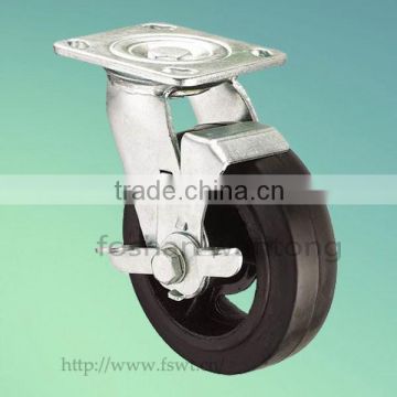 100mm Iron Core Rubber Wheel Industrial Caster With Stop