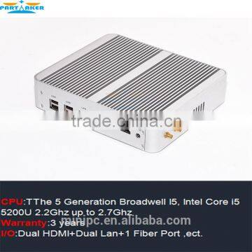 Intel I5 5200U WIN10 2 ethernet mini pc fanless gaming pc