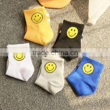 Korea Harajuku cartoon smiley face cotton sport socks, retro socks two bars socks,Children socks,Kids socks