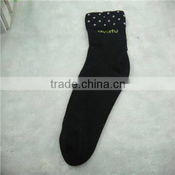 100% Cotton Hot Sale Teen Girl Tube Knee High Length Socks Canada,black Color ,drop White