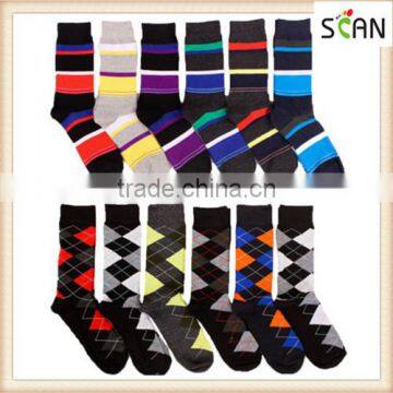 Factory Custom Fashion Striped Dress Socks Multi-Colors Designer Prints Argyle Pattern