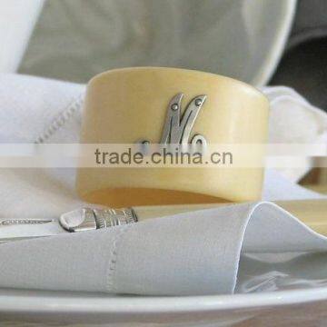 DESIGNER METAL NAPKIN RINGS FOR TABLEWARE YELLOW FIGURE